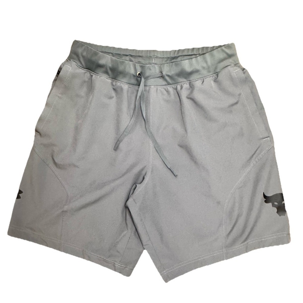 Under Armour Project Rock Unstoppable Mens Gray Shorts 9" Inseam Size Large